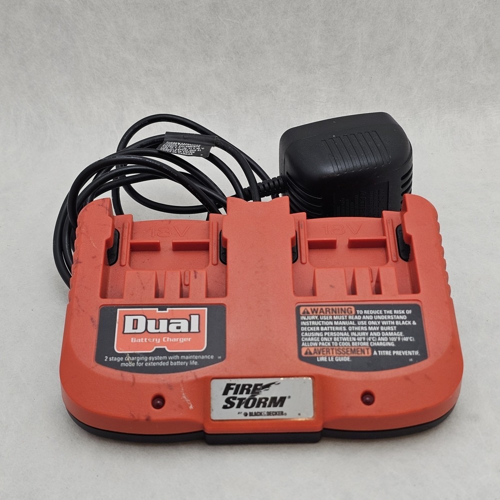 Black & Decker OEM Fire Storm 18v Dual 2 Port Battery Charger UD-18V2C BDDC180